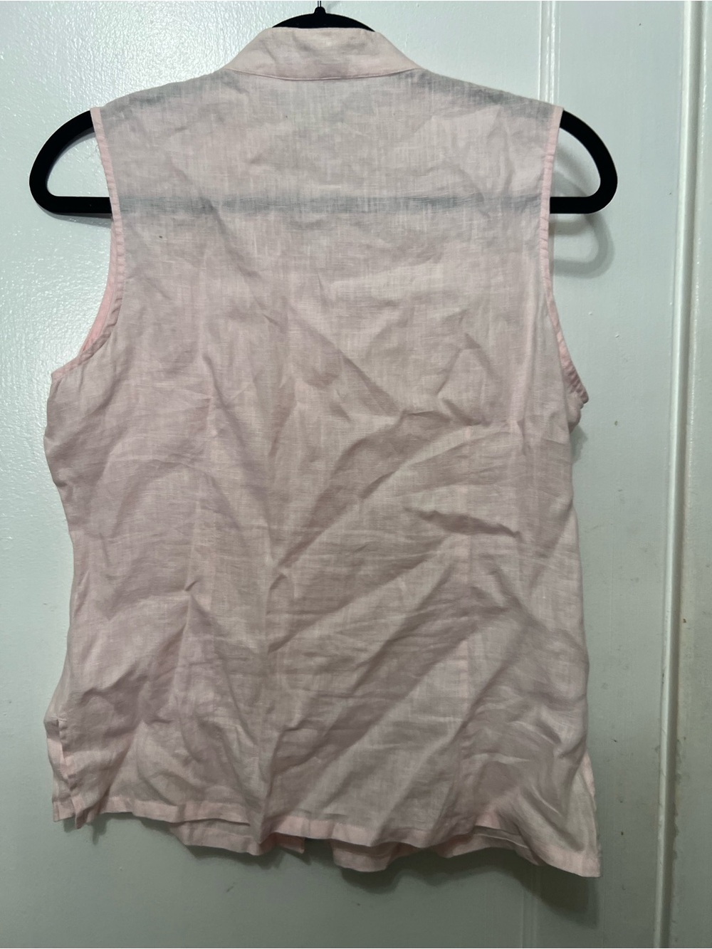 100% linen Light dusty Pink Sleeveless Button-Front Women's Top - Picture 3 of 4